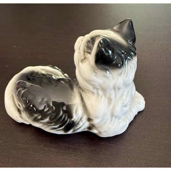 Vintage Bone China Cat Kitty Figurine Black And White made In Taiwan 4 Inches - Picture 3 of 6